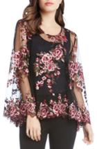 Women's Karen Kane Embroidered Bell Sleeve Top - Black