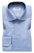 Men's Eton Slim Fit Floral Trim Dress Shirt .5 - Blue