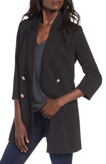 Women's Mural Longline Double Breasted Blazer - Black