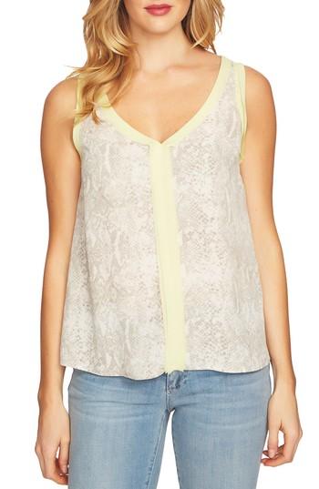 Women's Cece Chiffon Patterned Tank Top - Grey