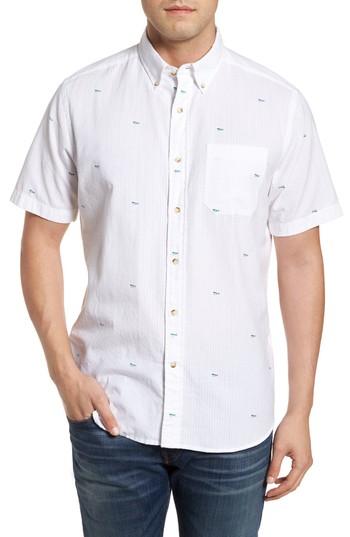 Men's Southern Tide Catch Of The Day Sport Shirt, Size - White