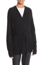 Women's Helmut Lang Wool & Cashmere Belted Wrap Cardigan - Black