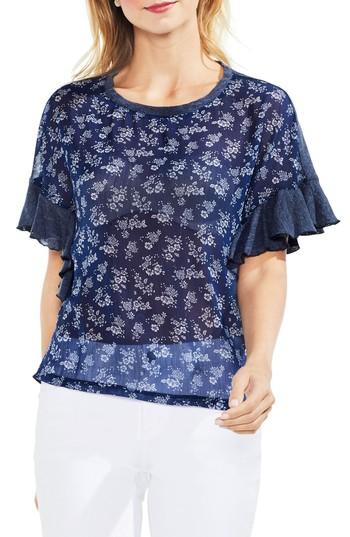 Women's Vince Camuto Calico Ruffle Sleeve Top, Size - Blue