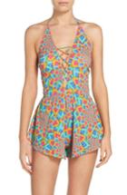 Women's Luli Fama Print Cover-up Romper - Blue/green