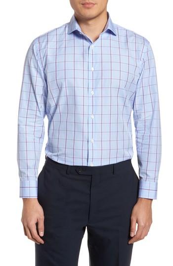 Men's Nordstrom Men's Shop Trim Fit Plaid Dress Shirt 34/35 - Purple