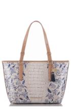 Brahmin Medium Asher Floral Print Leather Tote - Blue