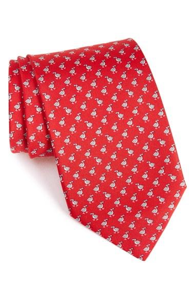 Men's Salvatore Ferragamo Bird Print Silk Tie, Size - Red