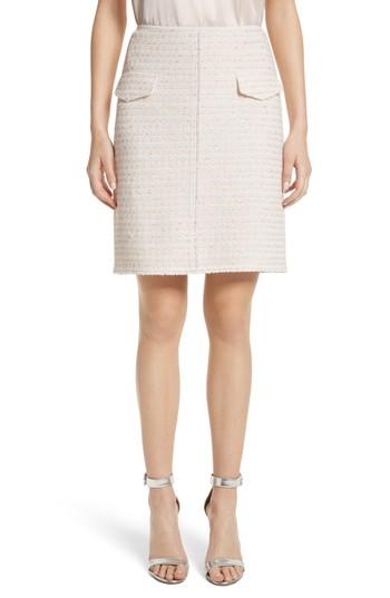 Women's St. John Collection Metallic Tweed Skirt - Coral