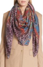 Women's Etro Paisley & Leopard Print Square Scarf