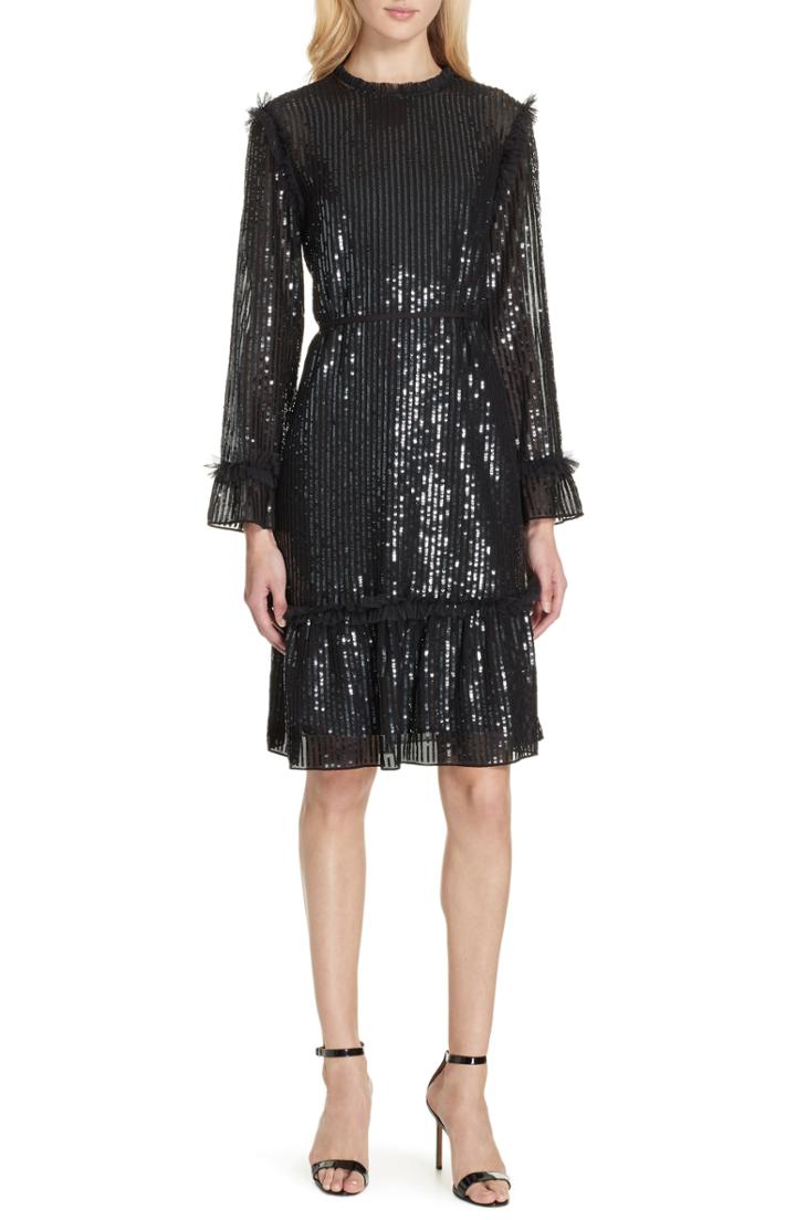 Women's Needle & Thread Gloss Sequin A-line Dress - Black