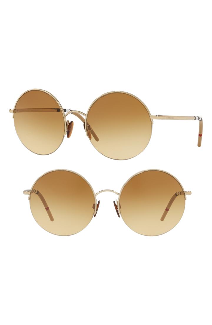 Women's Burberry 54mm Round Sunglasses - Gold Gradient