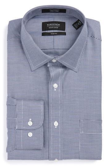 Men's Nordstrom Men's Shop Trim Fit Textured Dress Shirt .5 - 34/35 - Blue