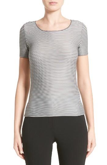 Women's Armani Collezioni Striped Piped Jersey Tee