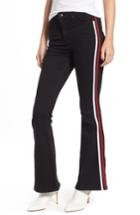 Women's Topshop Moto Jamie Side Stripe Flared Jeans W X 30l (fits Like 25-26w) - Black