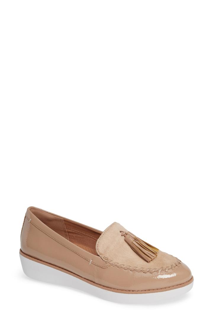 Women's Fitflop Petrina Genuine Calf Hair Loafer M - Beige