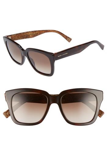 Women's Marc Jacobs 52mm Square Sunglasses - Havanna Brown/ Gold