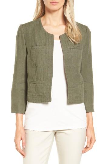 Women's Nordstrom Collection Crop Linen & Cotton Jacket