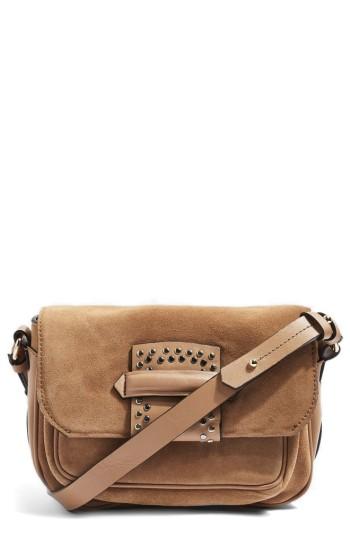 Topshop Premium Leather & Suede Crossbody Bag - Brown
