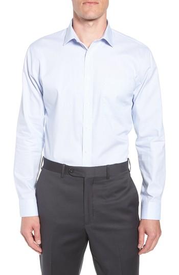 Men's Nordstrom Men's Shop Trim Fit Non-iron Stripe Dress Shirt 32/33 - Blue