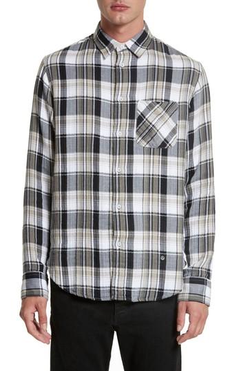 Men's Rag & Bone Fit 3 Beach Plaid Woven Shirt, Size - Brown