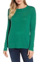 Petite Women's Halogen Crewneck Cashmere Sweater, Size P - Green