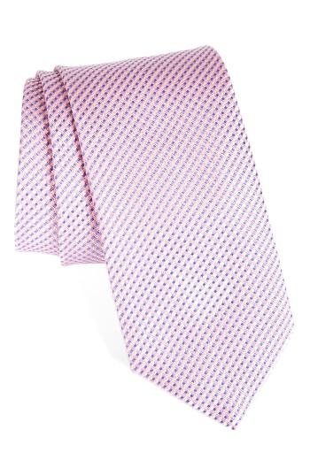 Men's Canali Check Silk Tie, Size - Pink