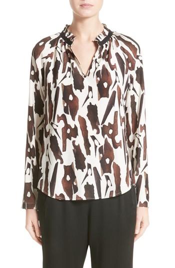 Women's Zero + Maria Cornejo Quinn Bark Chips Print Charmeuse Shirt