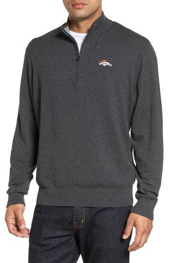Men's Cutter & Buck Denver Broncos - Lakemont Fit Quarter Zip Sweater