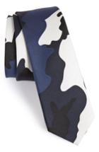 Men's Valentino Camo Silk Skinny Tie, Size - Blue
