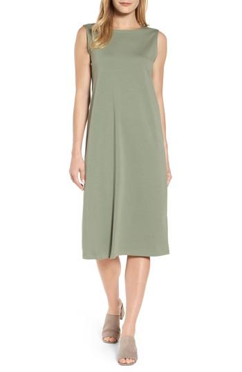 Women's Eileen Fisher Stretch Organic Cotton Midi Dress, Size - Grey