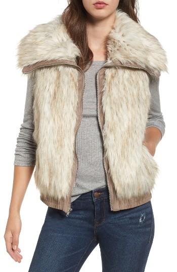 Women's Bb Daktoa Collared Faux Fur Vest - White