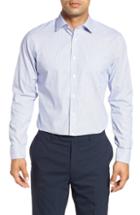 Men's Nordstrom Men's Shop Trim Fit Non-iron Stripe Dress Shirt .5 34/35 - Blue
