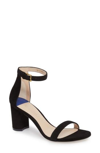 Women's Stuart Weitzman 75lessnudist Ankle Strap Sandal M - Black