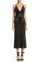 Women's Jonathan Simkhai Lace Applique Crinkled Velvet Dress - Black