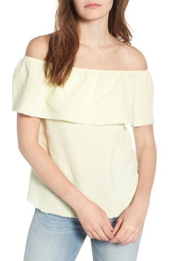 Women's Socialite Ruffle Off The Shoulder Top - Yellow
