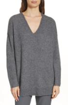 Women's Eileen Fisher Elongated Cashmere Blend Sweater, Size - Grey