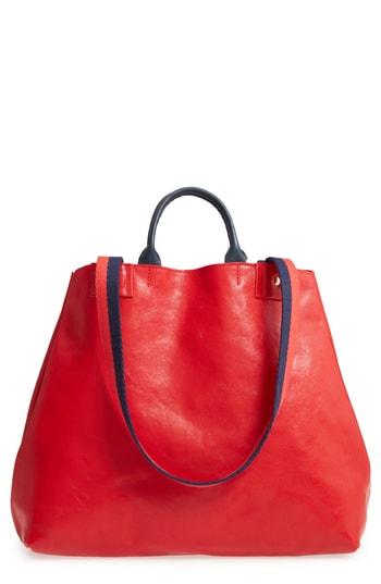 Clare V. Le Big Sac Rustic Leather Tote - Red