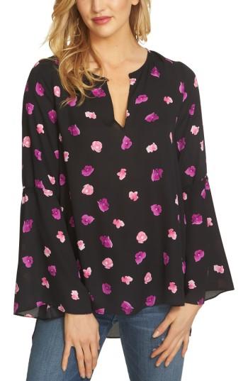 Women's Cece Bell Sleeve Petal Print Blouse - Black