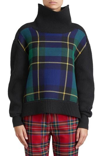 Women's Burberry Fiora Check Wool & Cashmere Turtleneck Sweater