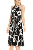 Women's Vince Camuto Floral Print Pleat A-line Dress - Black