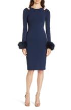 Women's Alice + Olivia Tabitha Genuine Fox Fur Cuff Dress - Blue