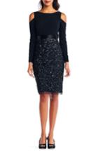 Women's Adrianna Papell Embellished Cold Shoulder Dress - Black