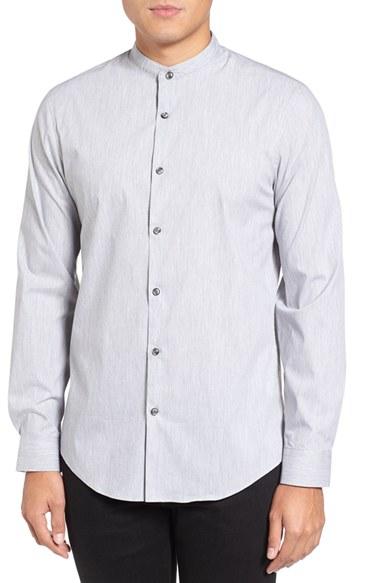 Men's Calibrate Trim Fit Band Collar Sport Shirt