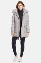 Women's Lauren Ralph Lauren Faux Fur Trim Tweed Print Anorak With Down & Feather Fill - Grey (online Only)