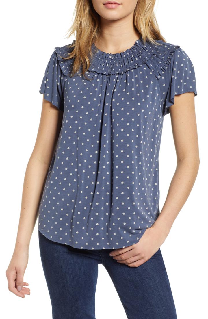 Women's Lucky Brand Polka Dot Top - Blue