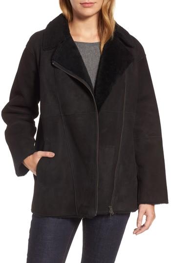 Women's Eileen Fisher Genuine Shearling Jacket, Size - Black
