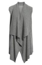 Petite Women's Halogen Wool & Cashmere Drape Front Sweater Vest, Size P - Grey