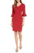 Women's Halogen Ruffle Sleeve Ponte Sheath Dress - Red