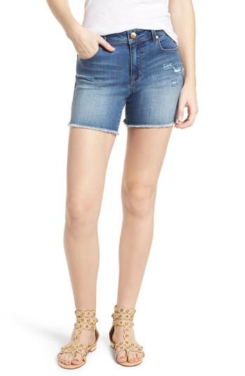 Women's 1822 Denim Fray Hem Denim Shorts - Blue