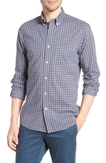 Men's Nordstrom Men's Shop Tech-smart Slim Fit Check Sport Shirt - Blue